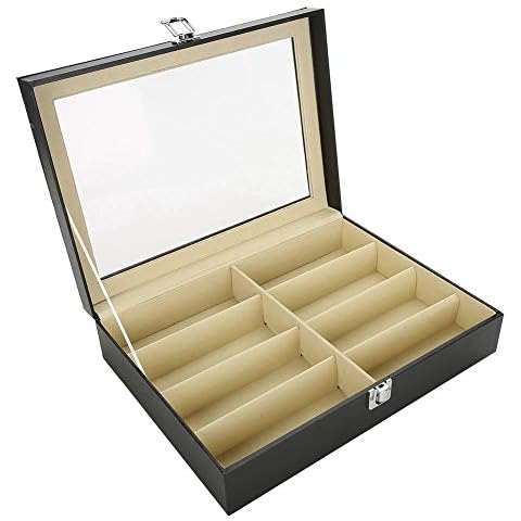 Caja de almacenamiento para gafas de sol con 8 rejillas de piel sintética Cover