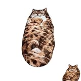 Saco de dormir de gato para humanos, saco de dormir de felpa suave para adultos y adolescentes, manta de dormir acogedora con estampado de gato para descansar en casa, siestas y camping, 175 x 80 cm