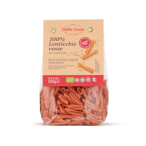 Dalla Costa Strozzapreti 100% Lenticchie Rosse Senza Glutine Bio Trafilata al Bronzo Confezione Risparmio 8x250gr