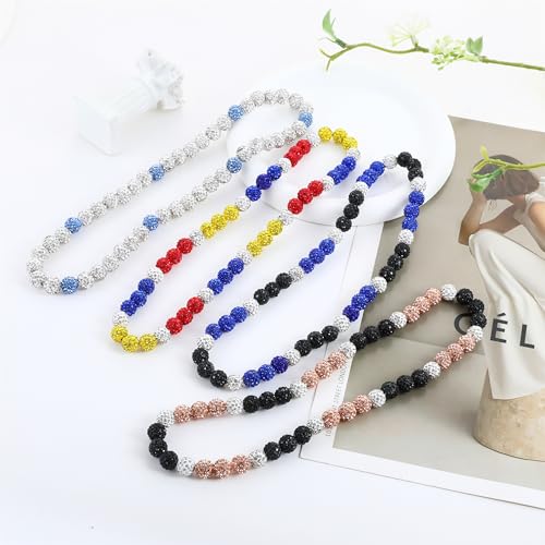 RWQIAN Baseball Beaded Necklace for Men Boys, Bling Drip Chains Inspired Accessory With Diamond Rhinestone Discoball, Jewelry Making Gift for Baseball Team Athletes4