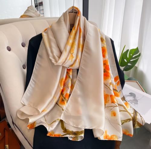 Image of MALINA Women's Polyester Silk Satin Stole Scarf - Soft Lightweight Fashion Wrap, Elegant Floral & Gradient Design, summer stole,Scarf For Women,Premium Stole,Large Size 180x90 cm'
