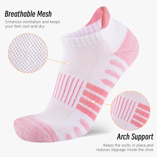 COOPLUS 6 Pairs Ankle Socks Womens Athletic Thick Cushioned Cotton Running Low Cut Tab Socks3