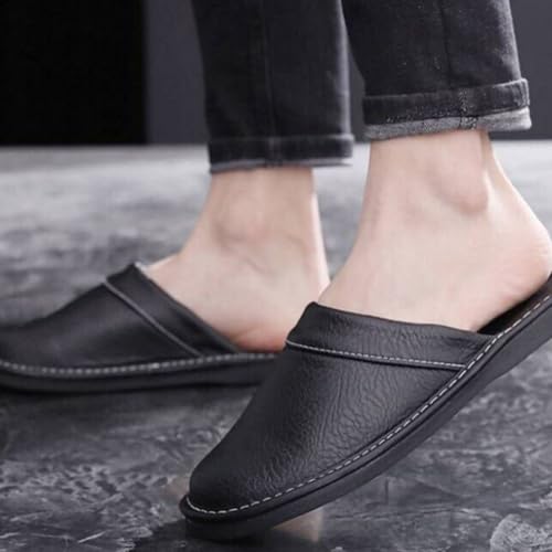 Men's Leather Closed-Toe Slippers Casual Couple Home Indoor Breathable Anti-Slip Sandals4