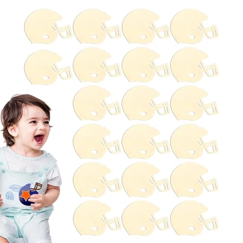 FmtwPhn Trucioli di legno per fai da te, trucioli di legno incompiuti – Dischi di legno naturale, 20 dischi a tema calcio per adulti, amici