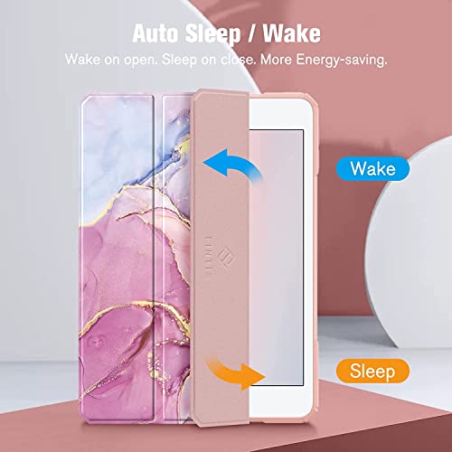 Image of SwooK Hybrid Case for 7.9 inch iPad Mini 5 /4 - Shockproof Clear Back Shell Flip Cover Case (Glittering Marble)