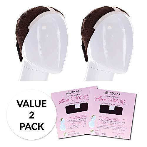MILANO COLLECTION Lace Wig Grip Cap for Women, Adjustable Wig Caps for Women Non Slip with Headband to Secure Lace Top Perfectly in Place, One Size Fits All, Chocolate Brown, 2 Pack - Thumbnail 7