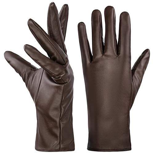Kotashion Warme Lederhandschuhe für den Winter für Damen, mit Plüschfutter, Touchscreen Lederhandschuhe, Winddichte Warme PU Handschuhe für Damen