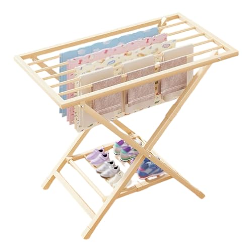 EYRMQWJPC Foldable Clothes Airer， Portable Clothes Drying Rack, Foldable, Height-Adjustable, 2-Color, 90-180cm(Cream White,90cm)