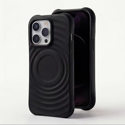 Image of amazon basics Shockproof Case for iPhone 12 Pro Max | Ripple Pattern | Camera Protection | Protective Cover with Enhanced Grip & Wireless Charging Support - Black