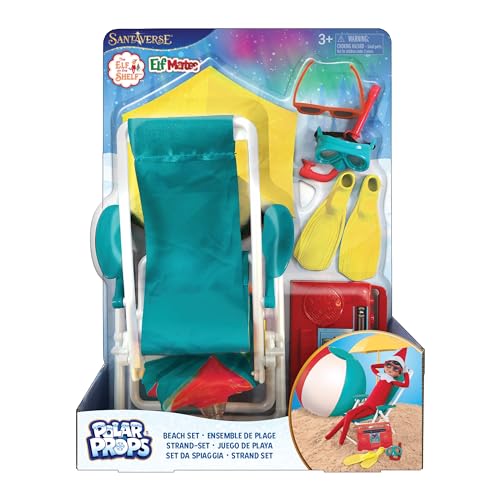 The Elf on the Shelf Polar Props Strandurlaub | Komplettes Strand-Set mit Liegestuhl Schnorchel-Ausrüstung & Strandzubehör | Scout Elf Accessoires
