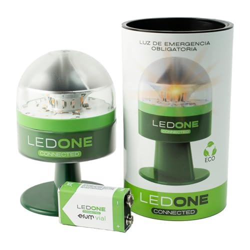LEDONE - Baliza v16 Homologada DGT con Geolocalizador, Luz Emergencia Coche V16 Homologado DGT - eSIM y Datos Hasta 2038, Visibilidad 1km 360º - Fabricada en España