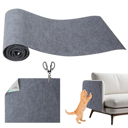 ACOMTUO Protezione Divano Graffi Gatto, Tiragraffi Divano 200×40cm, Tappeto Tiragraffi per Gatti Autoadesivo Antigraffio Gatto Divano per Parete e Angolo, Protegge Tappeti e Divani, Grigio