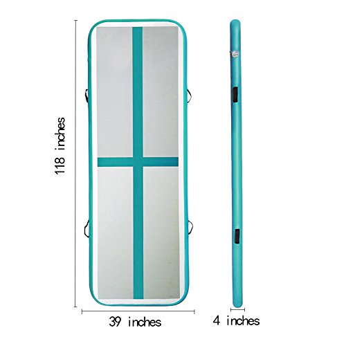 86 York 10ft Inflatable Gymnastics Air Track Tumbling Mat with Electric Pump for Home Use/Training/Cheer Leading/Beach/Park Water/Parkour Light Green - Thumbnail 6