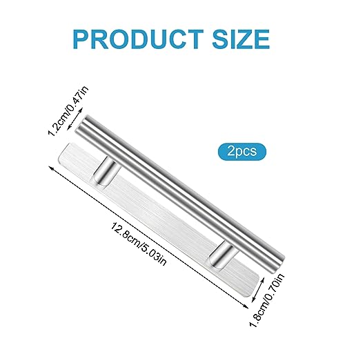 AOROPS Selbstklebende Möbelgriffe, 2 Stück Schrank Griffe Schublade Türgriff, Küchengriffe Küchenschrank Möbelgriffe Kleiderschrank Zieht Griffe Aluminium Türgriffe für Küche Balkontür(Silber 128mm)