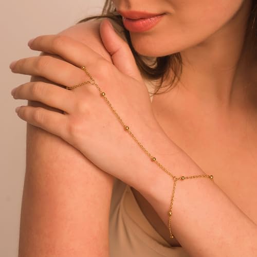Bracelet for Women - Dainty Stack Bracelets Trendy Adjustable 14K Gold Plated Thin Paperclip Bead Box Satellite Figaro Cuban Link Chain Bracelet Set for Women Waterproof Jewelry Gift