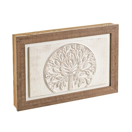 LOLAhome Tapa Contador luz Decorativa | Cubre Cuadro eléctrico | Pintado a Mano | Madera Pino | 50x6x35 cm | Cubrecontador (Árbol Redondo)