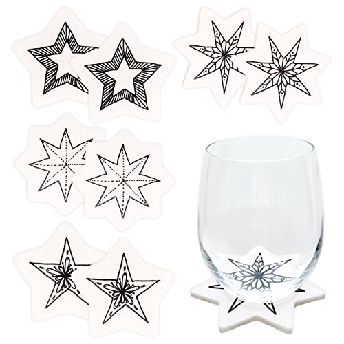 Papierdrachen Set di 5 sottobicchieri decorativi natalizi in feltro, motivo stella, colore bianco, con stampa di alta qualità, decorazione da tavolo