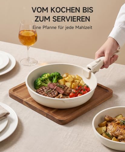 JEETEE 19-teiliges Topf und Pfannenset, Antihaft, mit abnehmbaren Griffen – Ansicht 5