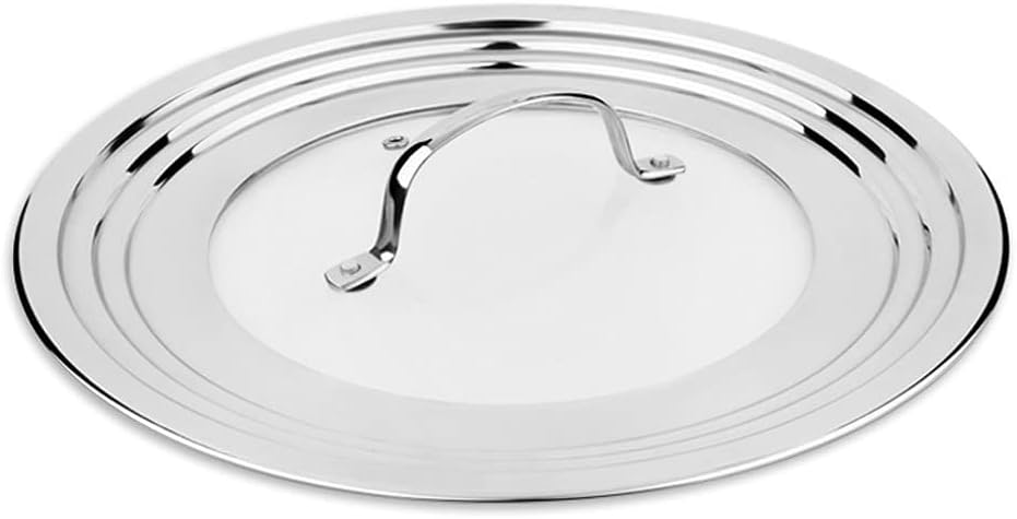 Stainless Steel Tempered Wok Lid Glass Multifunction Round Chef Explosion-Proof Drop-Proof Lid Kitchen Utensils Cookware Parts(32cm in diameter)