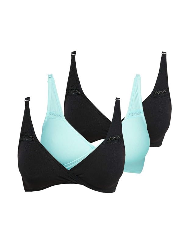 Image of Inner Sense Organic Cotton Bamboo Nursing Bra for Women I Non Padded Feeding Bra with Keyhole Back Design I Wire Free Maternity Innerwear with Full Coverage