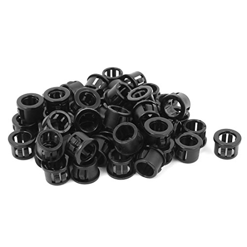 uxcell 50 PCS 13mm Mounted Dia Plastic Snap in Cable Hose Bushing Grommet Protector Black