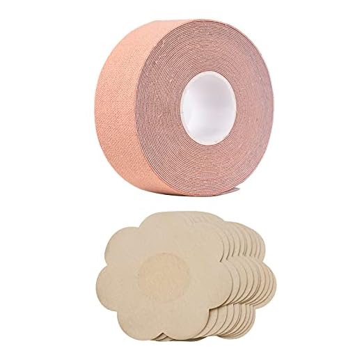 Henniu Sutiã autoadesivo adesivo para seios 5M fita para levantamento de seios fita de pano cobertura de mamilo para mulheres Pastéis sensuais invisíveis reutilizáveis coberturas de