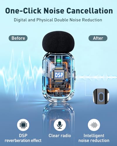 Image of PoP voice Mini Wireless Lavalier Microphone for iPhone 15 /16 /17 & Android, Lapel Mic with Noise Reduction, 30H Battery Life with Charging Case, Lav Mic for iPhone Vlogging, Video Recording, Podcast