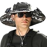 Solar Power Fan Hat,Solar Panel Fan Hats,Sun Hat with Solars Powered Fans,Waterproof Breathable Bucket Hiking Camping Green