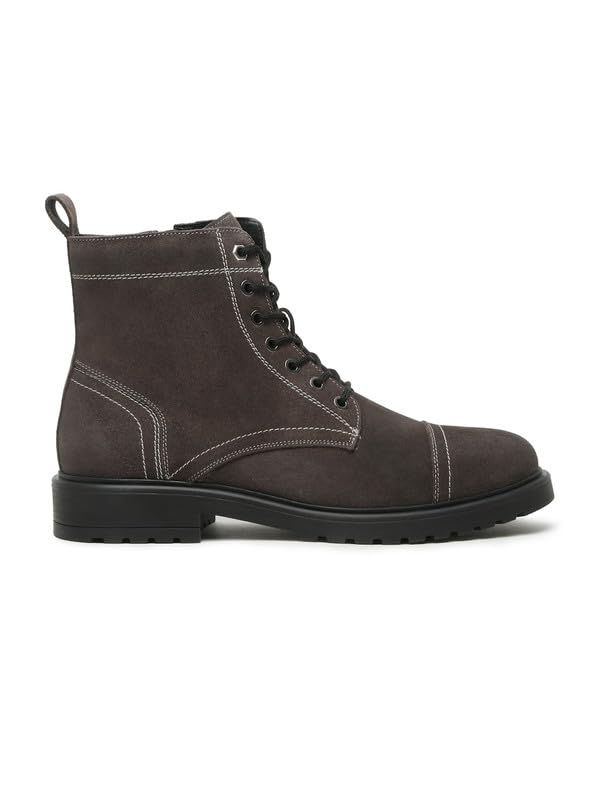 Image of TEAKWOOD LEATHERS Men's Leather Lace-up Chelsea Boot for Men, Round Toe, Blocked Heel, Textured Pattern TPR Outsole with Side Zipper | T SH TW 27