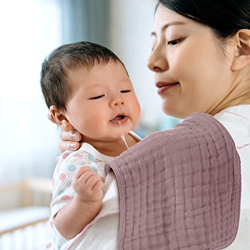 Image of Tallew 8 Pack Muslin Burp Cloths and Baby Bibs for Boy Girl 20 inch x 10 inch Cotton Baby Bandana Drool Bibs Muslin Burp Cloths Absorbent Rag for Newborn Toddler Infant Gifts(Elegant Color)