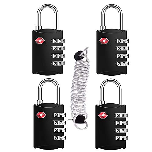 Holiday Deals π ZHEGE Luggage Lock 4 Pack, 1 Cable, TSA Approved Travel Lock for Backpack, Suitcase, School Gym Locker Cheapest π ZHEGE Luggage Lock 4 Pack, 1 Cable, TSA Approved Travel Lock for Backpack, Suitcase, School Gym Locker