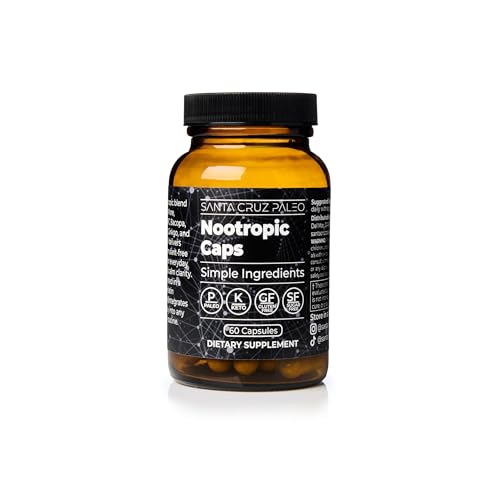 Image of Santa Cruz Paleo Nootropic Capsules - Lions Mane, Alpha GPC, Panax Ginseng & Ginkgo Biloba for Focus, Memory, Mental Clarity & Energy - Keto, Paleo, Gluten Free Brain Supplement, 60 Caps