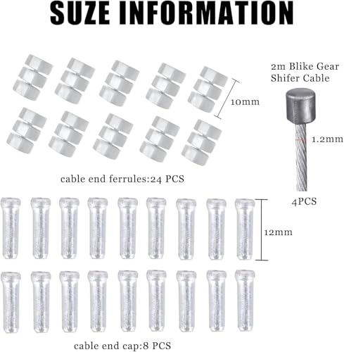 RONMOSNEA 10 Stück Fahrrad Universal Schaltzug Bremszug 2m Lang Stahl Schaltseil Schaltzug mit Endhülse Endkappen Fahrrad Gangseil Fahrrad Zubehör für Mountainbike Rennrad Fahrrad