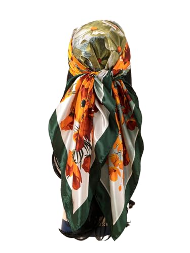 Women's Floral Square Silk Scarf Boho Satin Bandanas Head Scarves Hair Kerchief