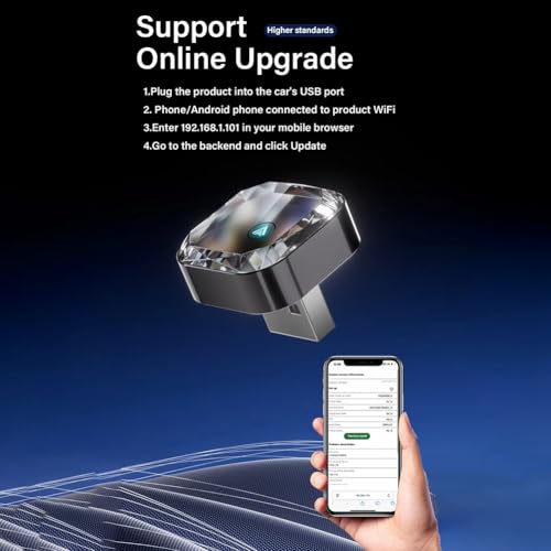 Android Auto y CarPlay Inalámbrico Jnchdghwa con adaptador mini inteligente 2 en 1 6