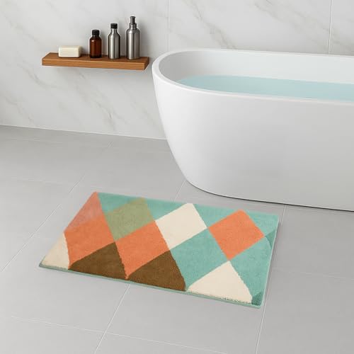 Image of Luxe Home Super Soft Canada Diamond Bath Mat Non-Slip Machine Washable Bathroom Mat for Home, Bedroom and Living Room (40x60 cm) - Pack of 1