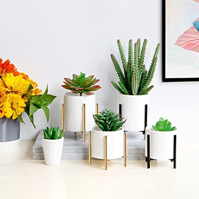 Kitchen Utensil Holder,White Ceramic Silverware Caddy With Golden Metal Frame Chic & Modern Kitchen Cooking