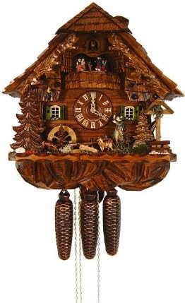 German Cuckoo Clock 8-day-movement Chalet-Style 16.00 inch - Authentic black forest cuckoo clock by August Schwer