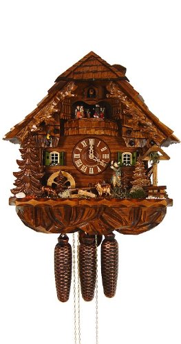 German Cuckoo Clock 8-Day-Movement Chalet-Style 16.00 Inch - Authentic Black Forest Cuckoo Clock By August Schwer #TOP14