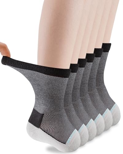 Mokah Stone Amputee Socks, Transmet Crew Socks for Partial Foot Amputation, Seamless, Extra Wide, Anti-Blister, 6 PCS