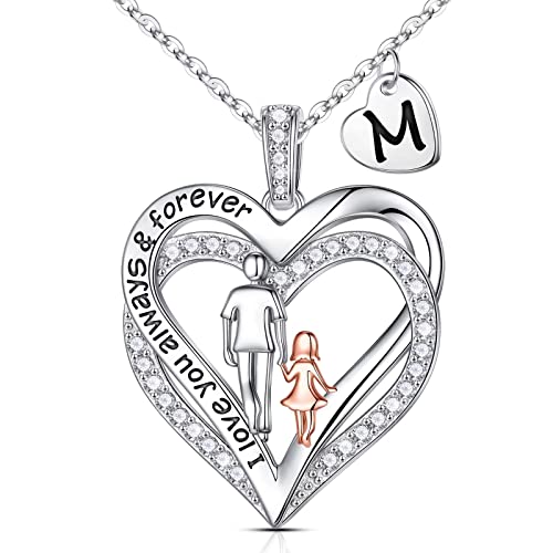 Iefil-Daughter-Gifts-Daughter-Necklaces-925-Sterling-Silver-Heart-Initial-Necklaces-for-Women-Father-Daughter-Jewelry-Birthday-Gifts-for-Daughter-from-Mom-Dad
