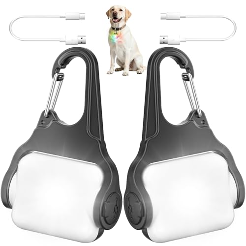 BLBS Rechargeable Dog Collar Light -3 Modes Dog Light, IP65 Waterproof Dog Walking Light, 50LM Dog Lights for Night Walking, Running, Camping, Climbing, Bike, 2 Pack