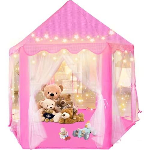 Kid's Play Tent, Ceither Princess Castle Girls Playhouse with Star Lights, 55