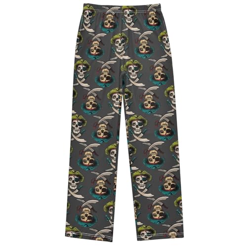 Boy's Pants Vintage Pirate Skull Jogger Pants Elastic Waist Long Bottoms Trousers with Pockets 6-14 Years