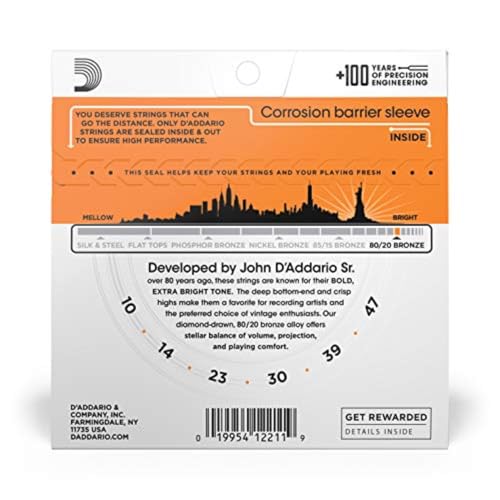 Image of D'Addario EJ10 80 /20 Bronze Acoustic Guitar Strings, Extra Light 10-47