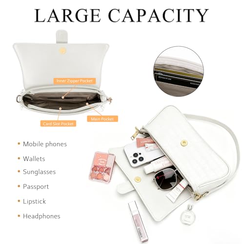 Image of KKXIU Shoulder Bag for Women Small Hobo Handbag Mini Retro Clutch Purses | Trendy Classic Underarm Crossbody Bag with Zipper Closure, Vegan Leather, Removable Strap