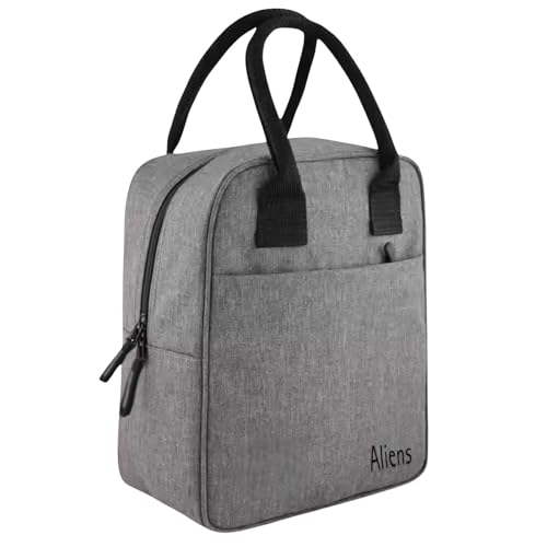 Image of Aliensware Insulated Lunch /Tiffin /Travel /Storage Bag, Water-Repellent, Keeps Hot and Cold Lunch Box for Unisex - Office, Travel, School, College and Picnic Lunch Box & Bottle Aliens-Grey