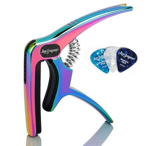 Leo Jaymz Heavy Duty Guitar Capo for Acoustic/Electric Guitars, Guitar Clip made of Zinc Alloy Metal, Guitar Clamp for Bass Classical Guitar, Ukulele, Mandolin,Banjo (Dazzling Purple)