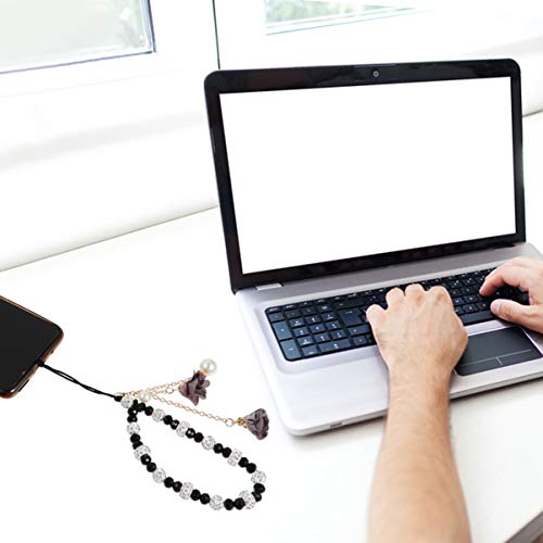 Hemobllo Alça de pulso para celular – Alça de mão para telefone com contas de cristal com pingente d