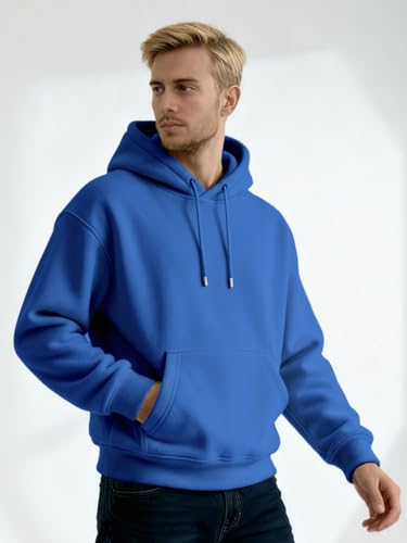 Image of Nobero Heavy Duty Oversized Solid Hoodie for Men | Hoodies for Men | Oversized Fit | Solid Colour | Thick Fleece Fabric | Drawstring Hood